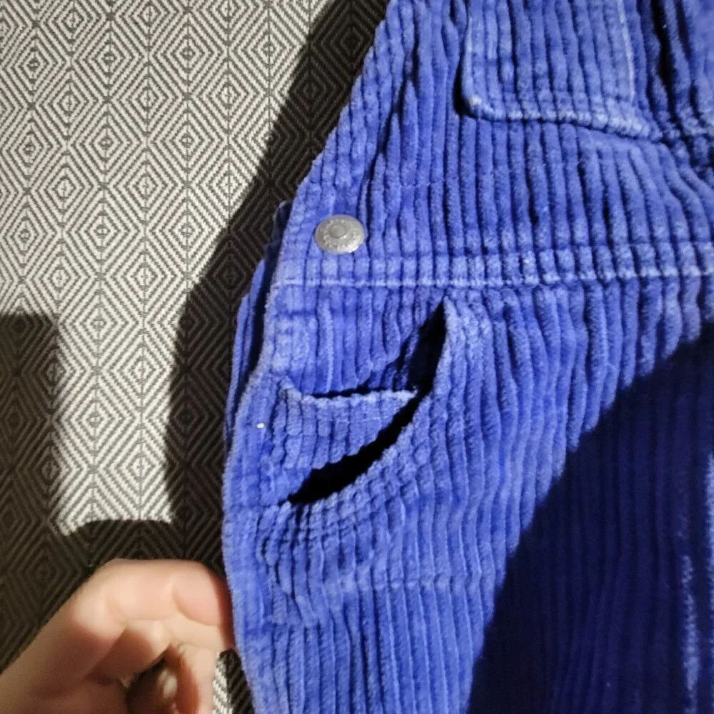 Baby Gap Vintage Unisex Blue Corduroy Overalls With Snaps Size 6-12M